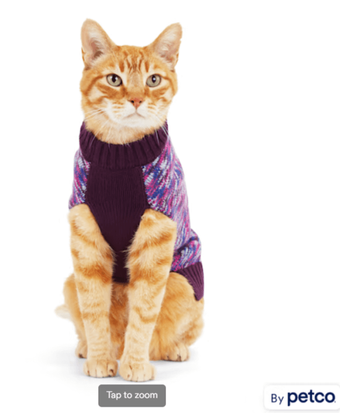 YOULY Burgundy Cat Sweater, Large/X-Large